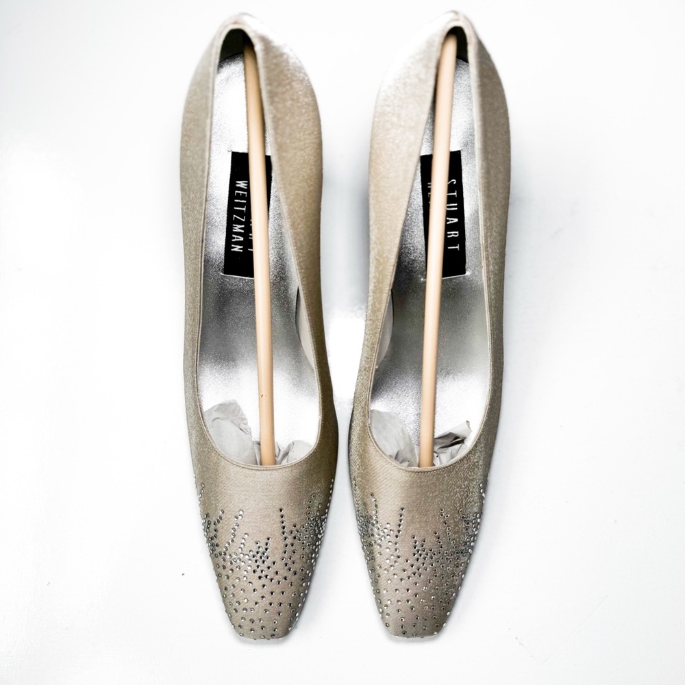 Vintage Stuart Weitzman Satin Embellished Pumps